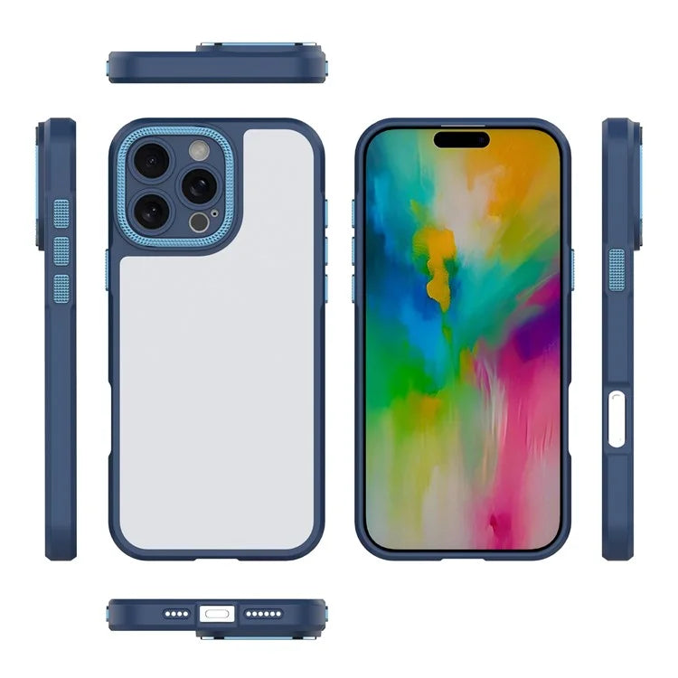 For iPhone 16 Pro Max Case Matte Anti-Fingerprint PC+TPU Phone Back Cover