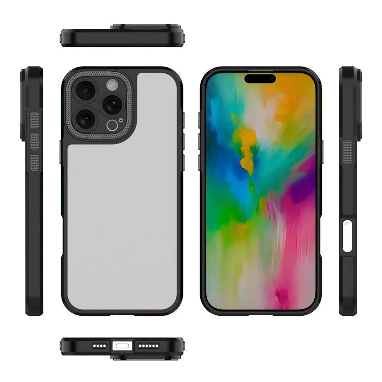 For iPhone 16 Pro Max Case Matte Anti-Fingerprint PC+TPU Phone Back Cover