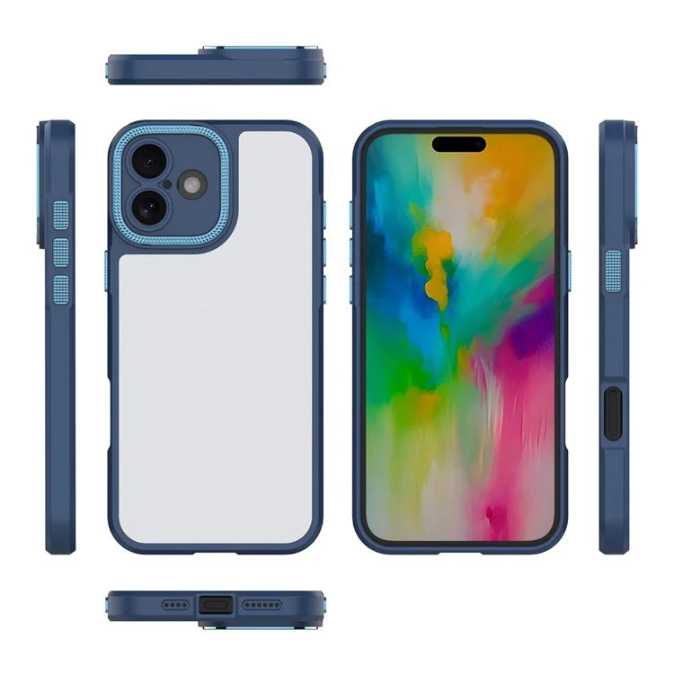 For iPhone 16 Plus Case Matte Anti-Fingerprint PC+TPU Phone Back Cover