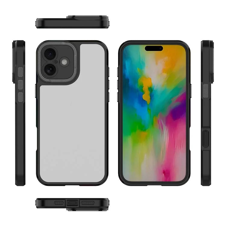 For iPhone 16 Plus Case Matte Anti-Fingerprint PC+TPU Phone Back Cover