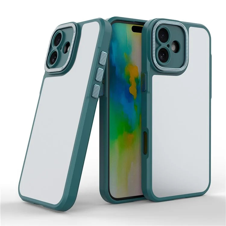 For iPhone 16 Plus Case Matte Anti-Fingerprint PC+TPU Phone Back Cover