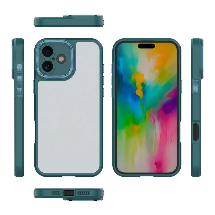For iPhone 16 Plus Case Matte Anti-Fingerprint PC+TPU Phone Back Cover