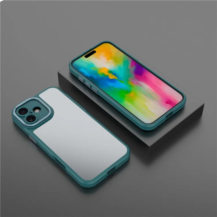 For iPhone 16 Plus Case Matte Anti-Fingerprint PC+TPU Phone Back Cover