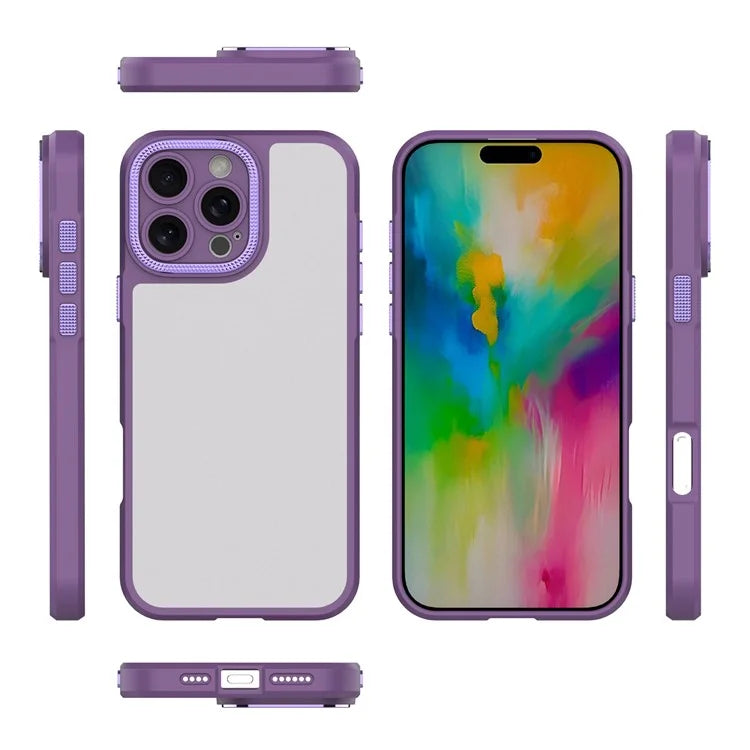 For iPhone 16 Pro Case Matte Anti-Fingerprint PC+TPU Phone Back Cover