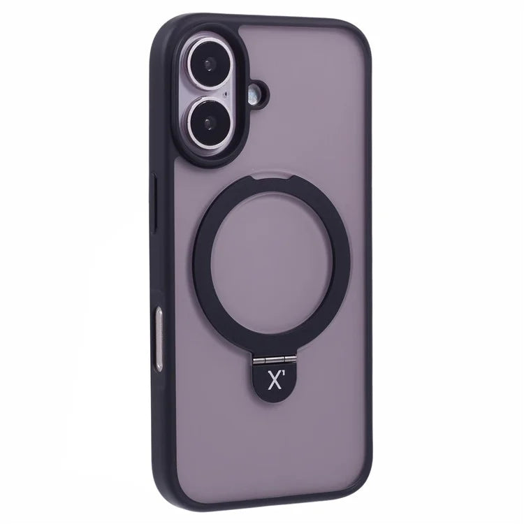 X-LEVEL PITHY STONE II For iPhone 16 Magnetic Case PC+TPU Back Cover Kickstand