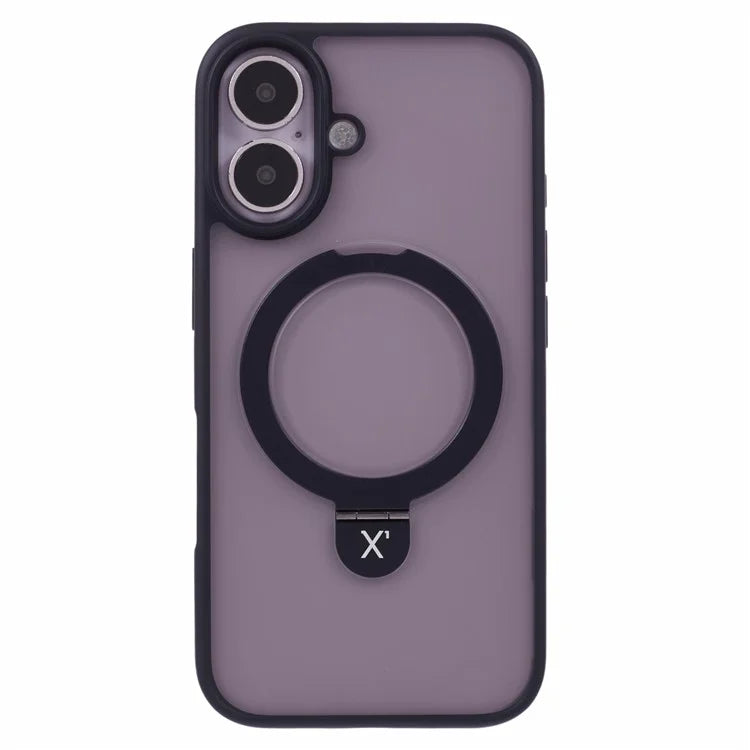 X-LEVEL PITHY STONE II For iPhone 16 Magnetic Case PC+TPU Back Cover Kickstand