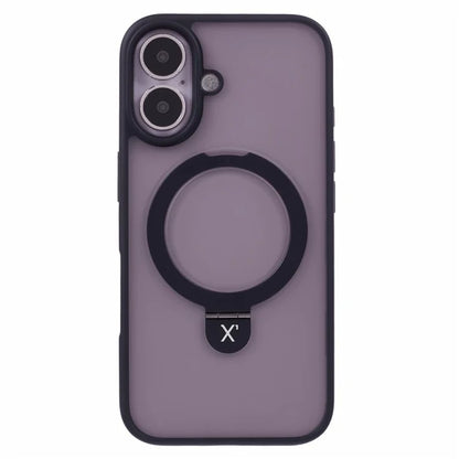 X-LEVEL PITHY STONE II For iPhone 16 Magnetic Case PC+TPU Back Cover Kickstand