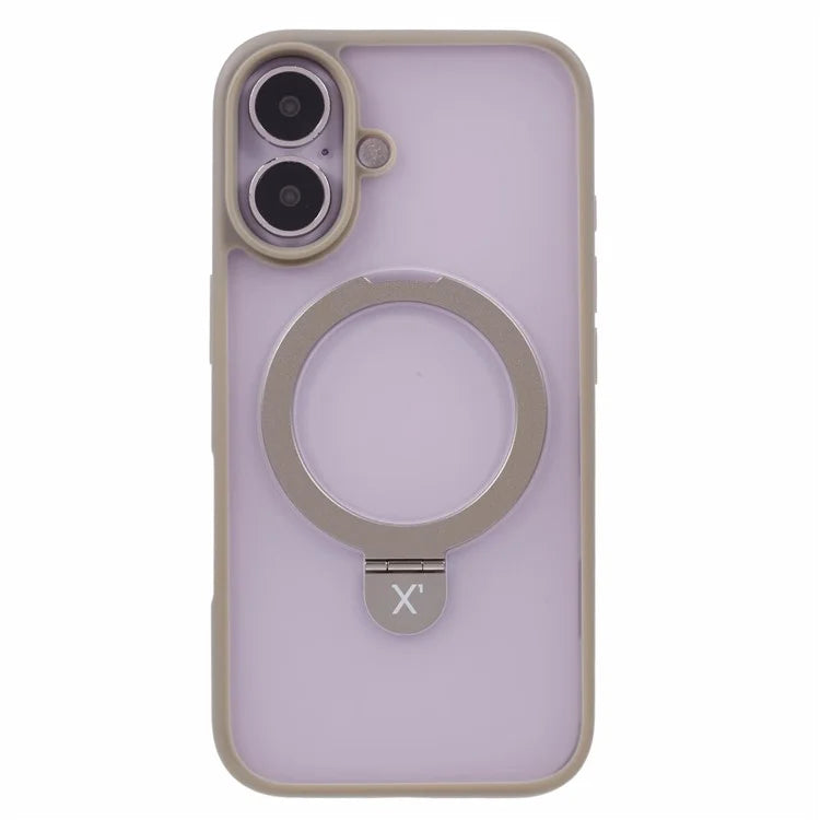 X-LEVEL PITHY STONE II For iPhone 16 Magnetic Case PC+TPU Back Cover Kickstand