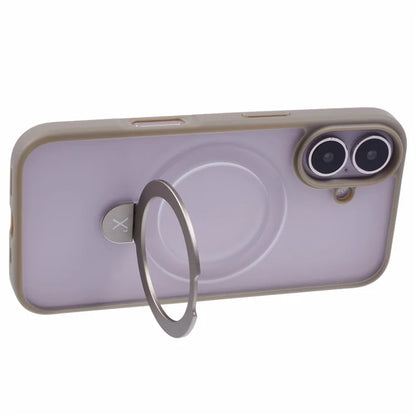 X-LEVEL PITHY STONE II For iPhone 16 Magnetic Case PC+TPU Back Cover Kickstand