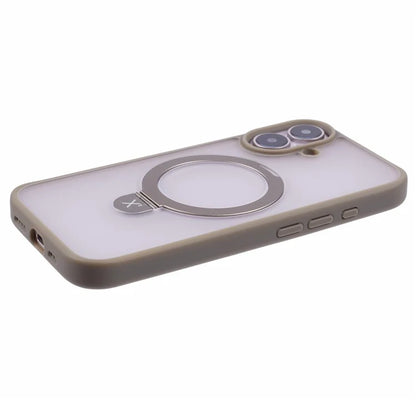 X-LEVEL PITHY STONE II For iPhone 16 Magnetic Case PC+TPU Back Cover Kickstand