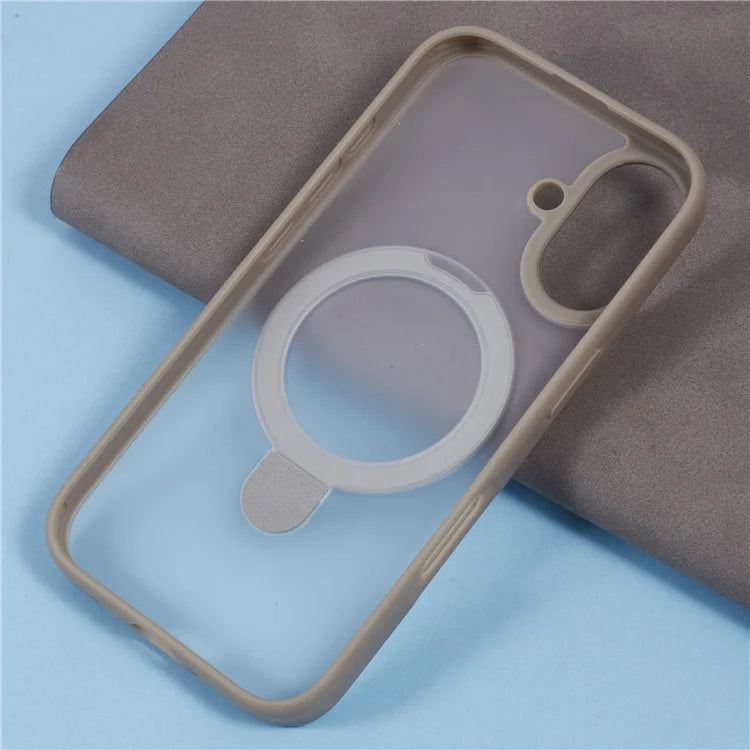 X-LEVEL PITHY STONE II For iPhone 16 Magnetic Case PC+TPU Back Cover Kickstand