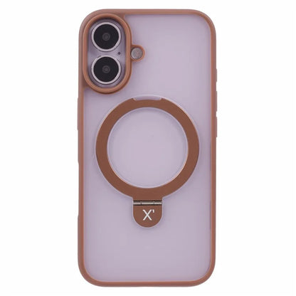 X-LEVEL PITHY STONE II For iPhone 16 Magnetic Case PC+TPU Back Cover Kickstand