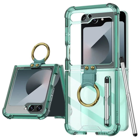 GKK For Samsung Galaxy Z Flip6 5G Case Shockproof Phone Cover Ring Kickstand with Stylus