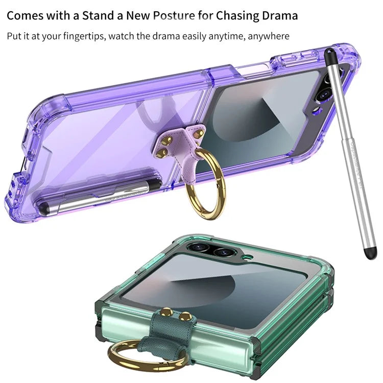 GKK For Samsung Galaxy Z Flip6 5G Case Shockproof Phone Cover Ring Kickstand with Stylus