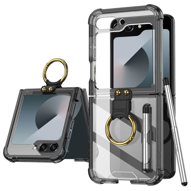 GKK For Samsung Galaxy Z Flip6 5G Case Shockproof Phone Cover Ring Kickstand with Stylus