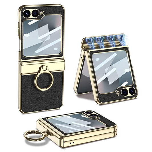 GKK For Samsung Galaxy Z Flip6 5G Case PC+PU Kickstand Phone Cover