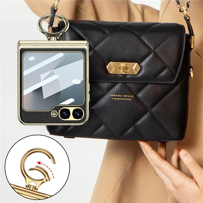 GKK For Samsung Galaxy Z Flip6 5G Case PC+PU Kickstand Phone Cover