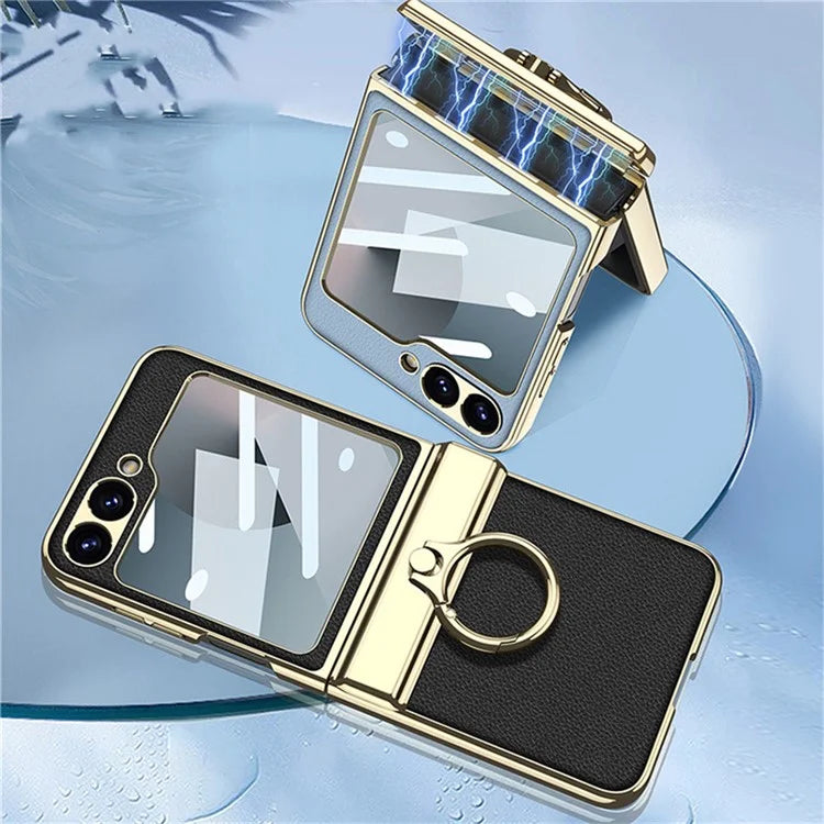 GKK For Samsung Galaxy Z Flip6 5G Case PC+PU Kickstand Phone Cover