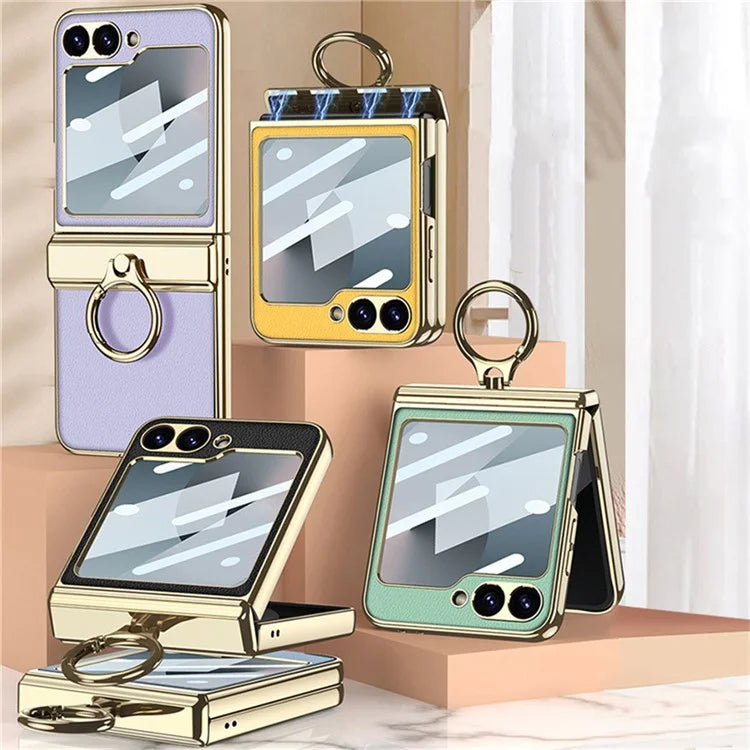 GKK For Samsung Galaxy Z Flip6 5G Case PC+PU Kickstand Phone Cover