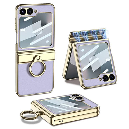 GKK For Samsung Galaxy Z Flip6 5G Case PC+PU Kickstand Phone Cover