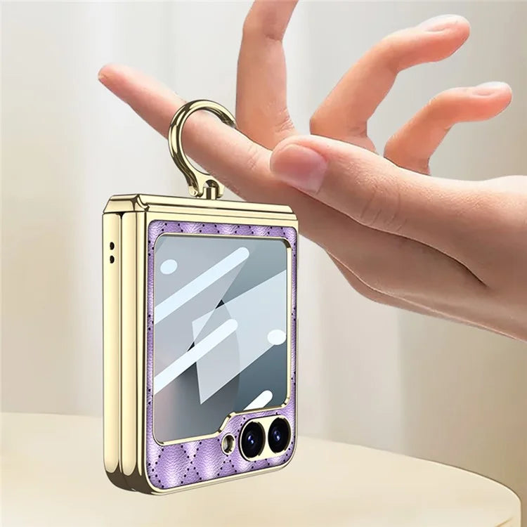 GKK For Samsung Galaxy Z Flip6 5G Kickstand Case Rhombus Pattern PC+PU Phone Cover