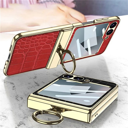 GKK For Samsung Galaxy Z Flip6 5G Case Magnetic Hinge Protection PU+PC Kickstand Phone Cover