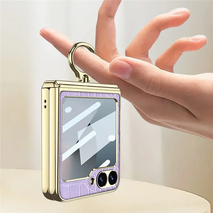 GKK For Samsung Galaxy Z Flip6 5G Case Magnetic Hinge Protection PU+PC Kickstand Phone Cover