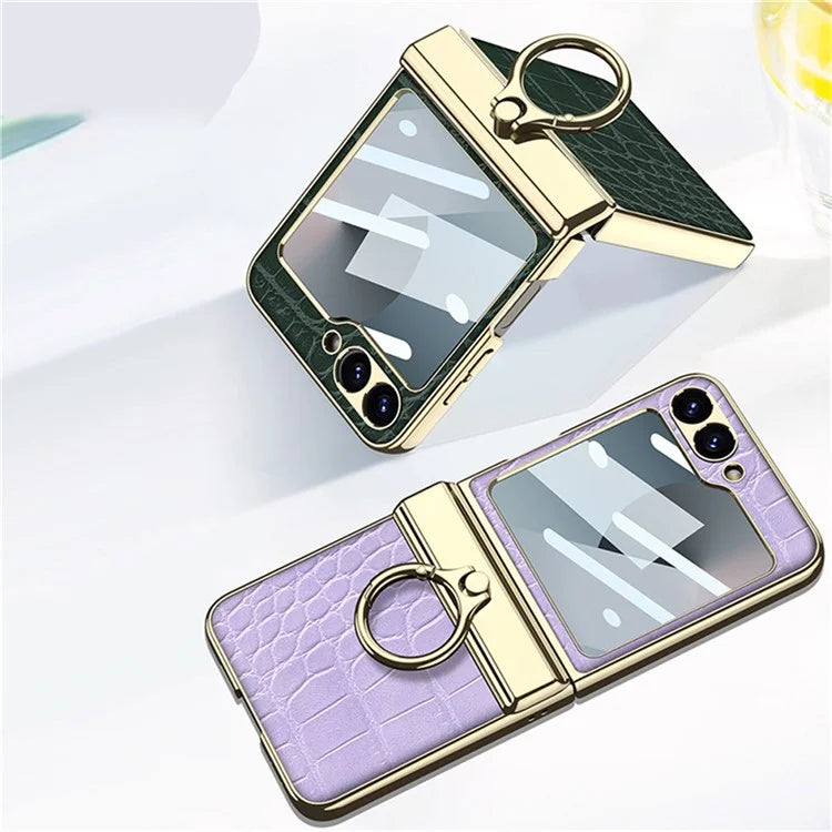 GKK For Samsung Galaxy Z Flip6 5G Case Magnetic Hinge Protection PU+PC Kickstand Phone Cover