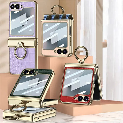 GKK For Samsung Galaxy Z Flip6 5G Case Magnetic Hinge Protection PU+PC Kickstand Phone Cover