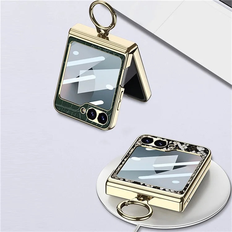 GKK For Samsung Galaxy Z Flip6 5G Case Magnetic Hinge Protection PU+PC Kickstand Phone Cover