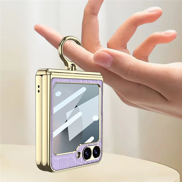 GKK For Samsung Galaxy Z Flip6 5G Case Magnetic Hinge Protection PU+PC Kickstand Phone Cover