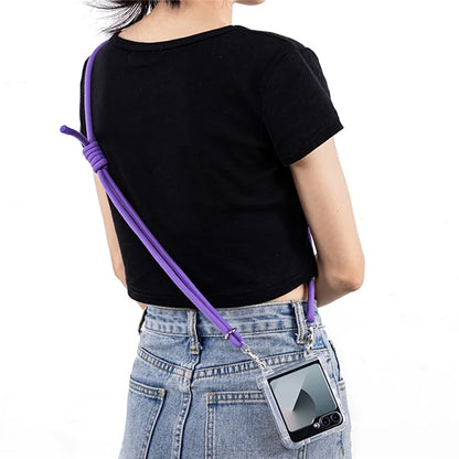 GKK For Samsung Galaxy Z Flip6 5G Clear Case Airbag Hinge Protector Kickstand PC Phone Cover with Strap