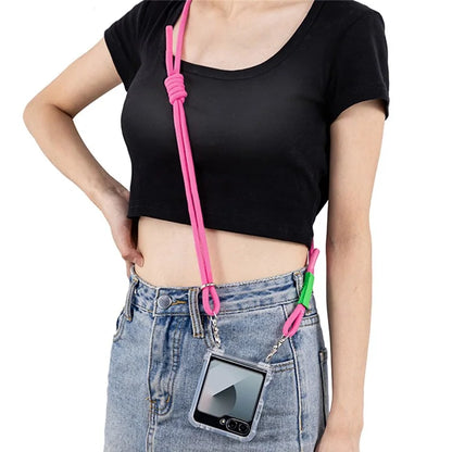 GKK For Samsung Galaxy Z Flip6 5G Clear Case Airbag Hinge Protector Kickstand PC Phone Cover with Strap