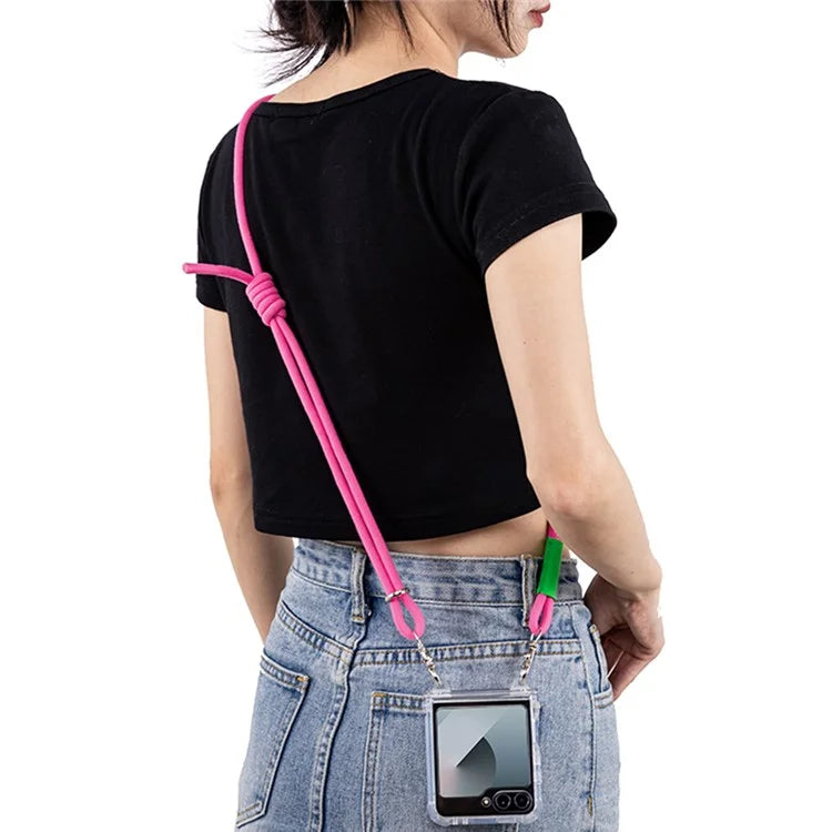 GKK For Samsung Galaxy Z Flip6 5G Clear Case Airbag Hinge Protector Kickstand PC Phone Cover with Strap