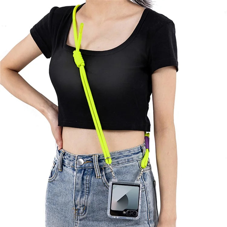 GKK For Samsung Galaxy Z Flip6 5G Clear Case Airbag Hinge Protector Kickstand PC Phone Cover with Strap