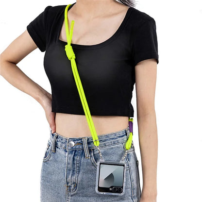 GKK For Samsung Galaxy Z Flip6 5G Clear Case Airbag Hinge Protector Kickstand PC Phone Cover with Strap