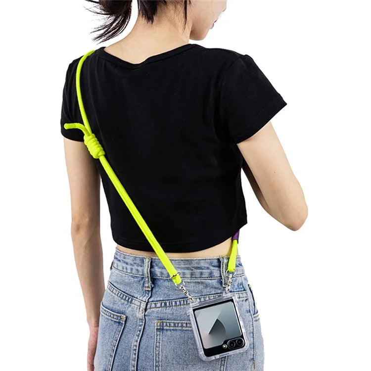 GKK For Samsung Galaxy Z Flip6 5G Clear Case Airbag Hinge Protector Kickstand PC Phone Cover with Strap