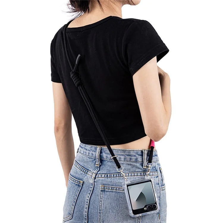 GKK For Samsung Galaxy Z Flip6 5G Clear Case Airbag Hinge Protector Kickstand PC Phone Cover with Strap