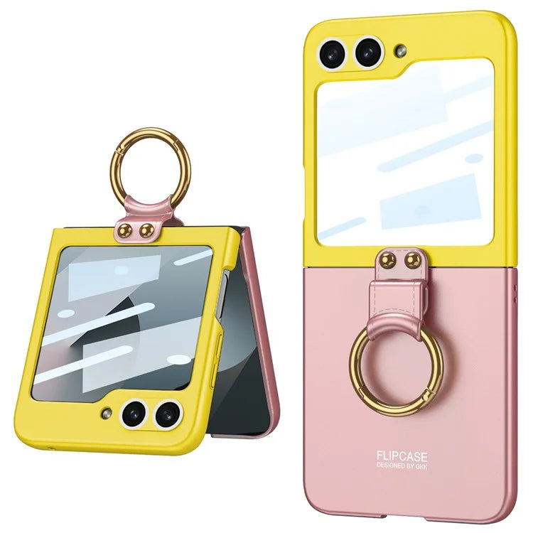 GKK For Samsung Galaxy Z Flip6 5G Case Magnetic Hinge Protection PU+PC Kickstand Phone Cover