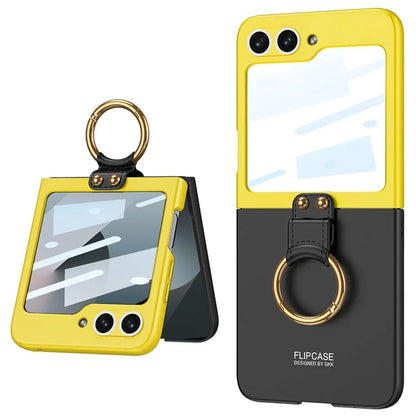 GKK For Samsung Galaxy Z Flip6 5G Case Magnetic Hinge Protection PU+PC Kickstand Phone Cover
