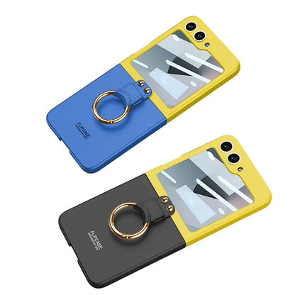 GKK For Samsung Galaxy Z Flip6 5G Case Magnetic Hinge Protection PU+PC Kickstand Phone Cover