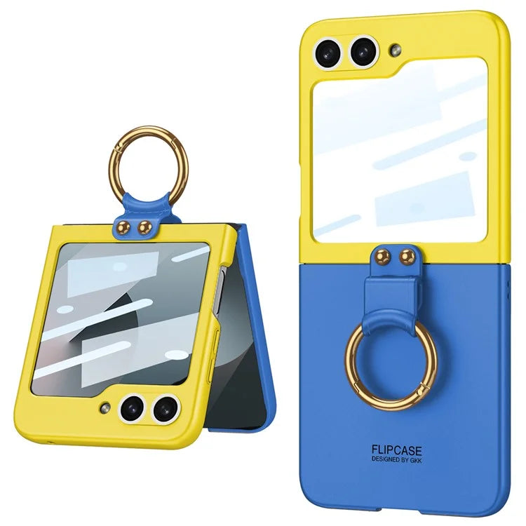 GKK For Samsung Galaxy Z Flip6 5G Case Magnetic Hinge Protection PU+PC Kickstand Phone Cover