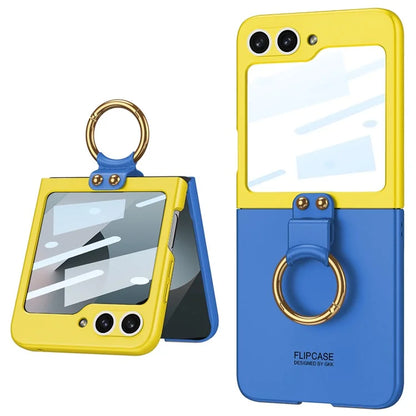 GKK For Samsung Galaxy Z Flip6 5G Case Magnetic Hinge Protection PU+PC Kickstand Phone Cover