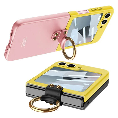 GKK For Samsung Galaxy Z Flip6 5G Case Magnetic Hinge Protection PU+PC Kickstand Phone Cover