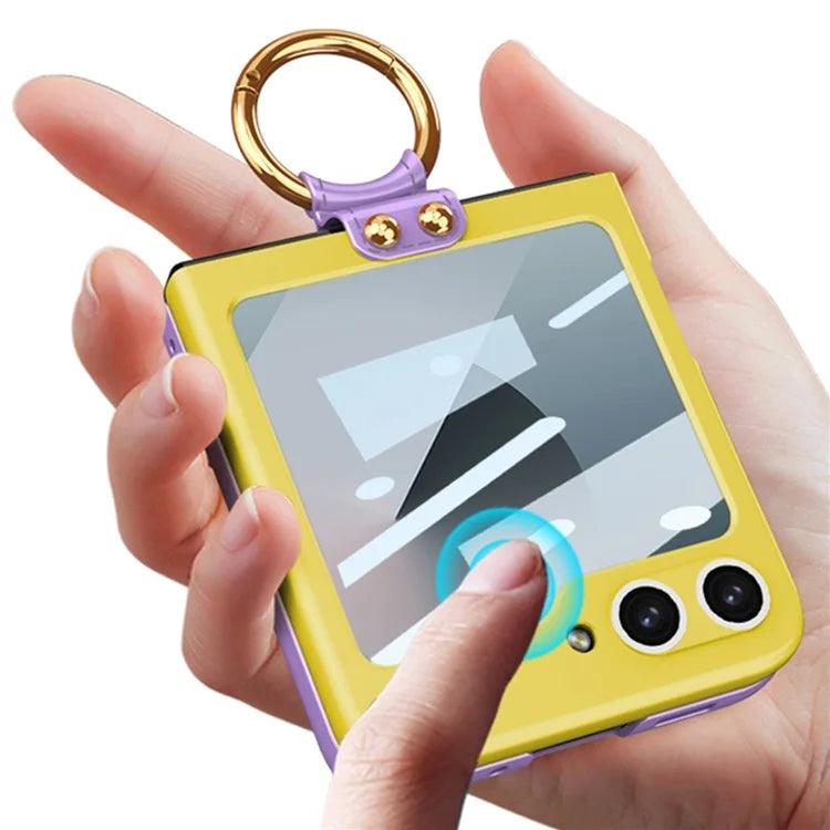 GKK For Samsung Galaxy Z Flip6 5G Case Magnetic Hinge Protection PU+PC Kickstand Phone Cover