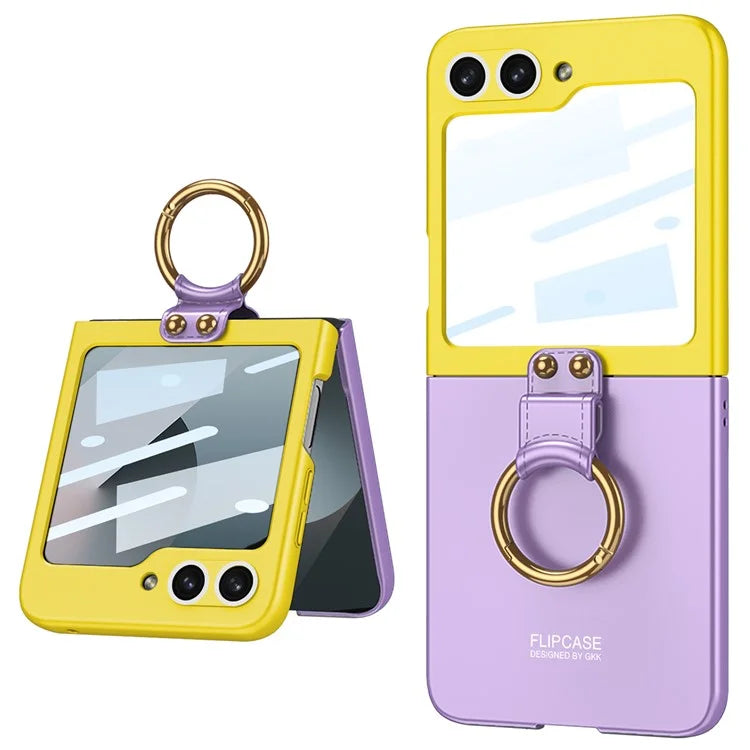 GKK For Samsung Galaxy Z Flip6 5G Case Magnetic Hinge Protection PU+PC Kickstand Phone Cover