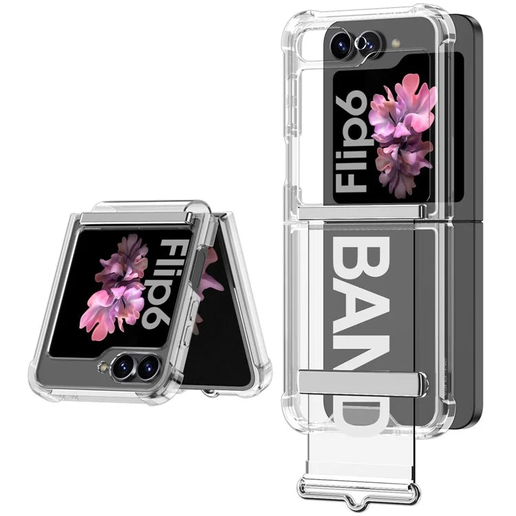 GKK For Samsung Galaxy Z Flip6 5G Case Strap Kickstand Soft TPU+PC Phone Cover