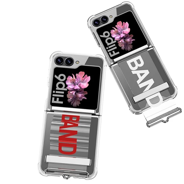 GKK For Samsung Galaxy Z Flip6 5G Case Strap Kickstand Soft TPU+PC Phone Cover
