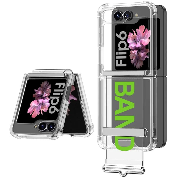 GKK For Samsung Galaxy Z Flip6 5G Case Strap Kickstand Soft TPU+PC Phone Cover