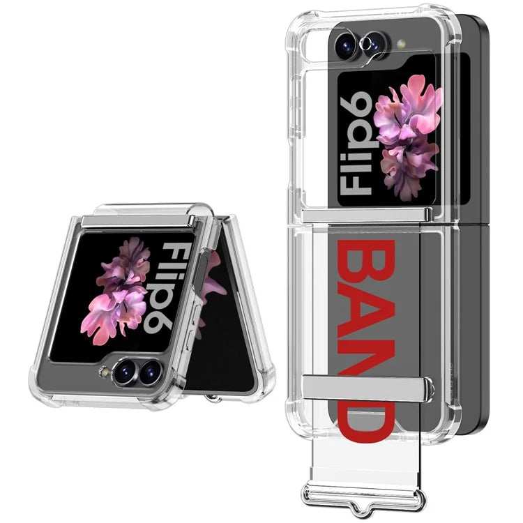 GKK For Samsung Galaxy Z Flip6 5G Case Strap Kickstand Soft TPU+PC Phone Cover